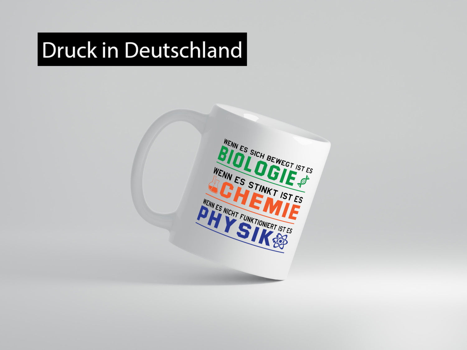 Biologie, Chemie, Physik | Reagenzglas lustig Humor Geschenkidee Geschenk Tasse