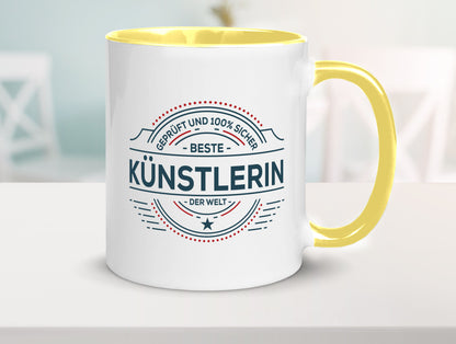 Geprüft und sicher: Künstlerin| Spruch lustig | Kunst Humor Geschenkidee Tasse