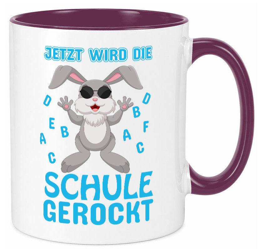 Schule wird gerockt | Schulbeginn Tasse cooler Hase lustiger Spruch Geschenk