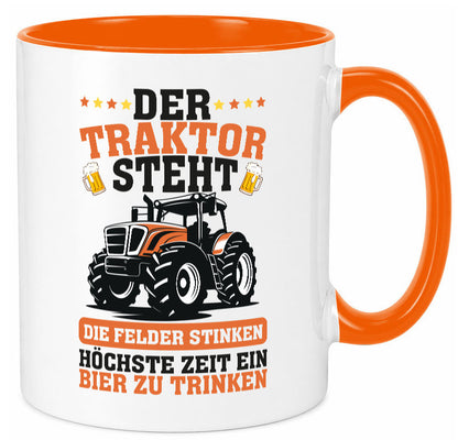 Der traktor steht | Felder Stinken Bier trinken Bauer lustiger Spruch Geschenk Tasse