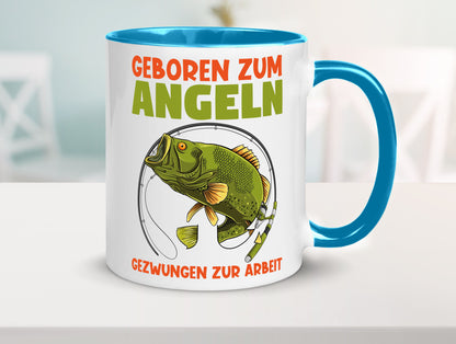 Geboren zum Angeln | Angler Tasse Fischer Spruch Humor Geschenkidee