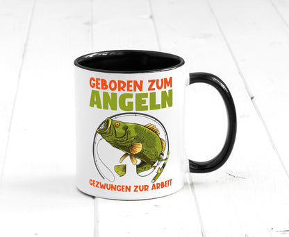 Geboren zum Angeln | Angler Tasse Fischer Spruch Humor Geschenkidee