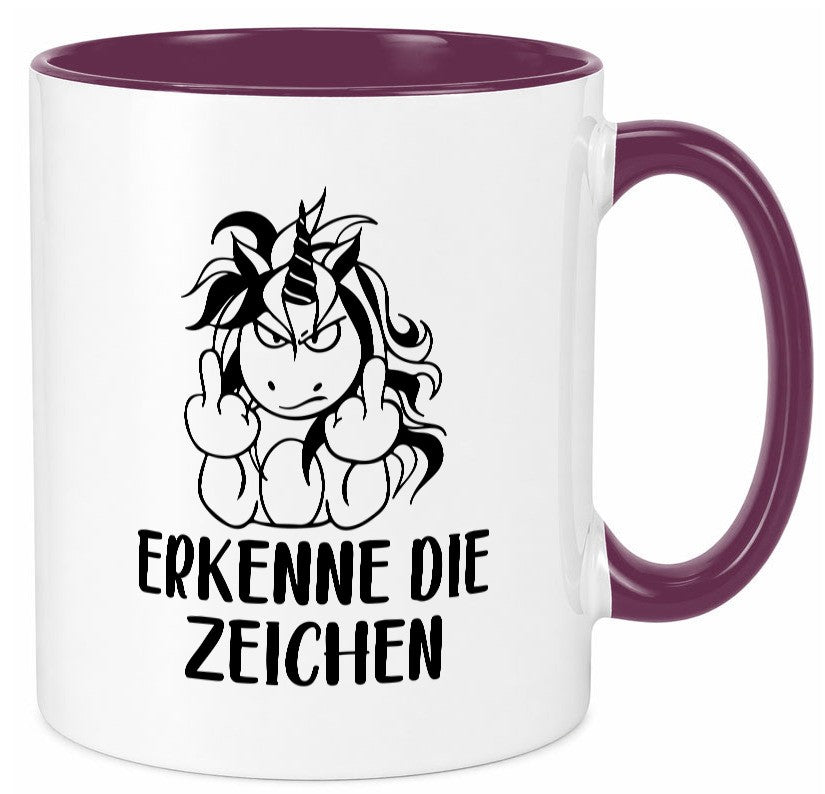 Erkenne die Zeichen | Stinkefinger Humor Geschenkidee Tasse