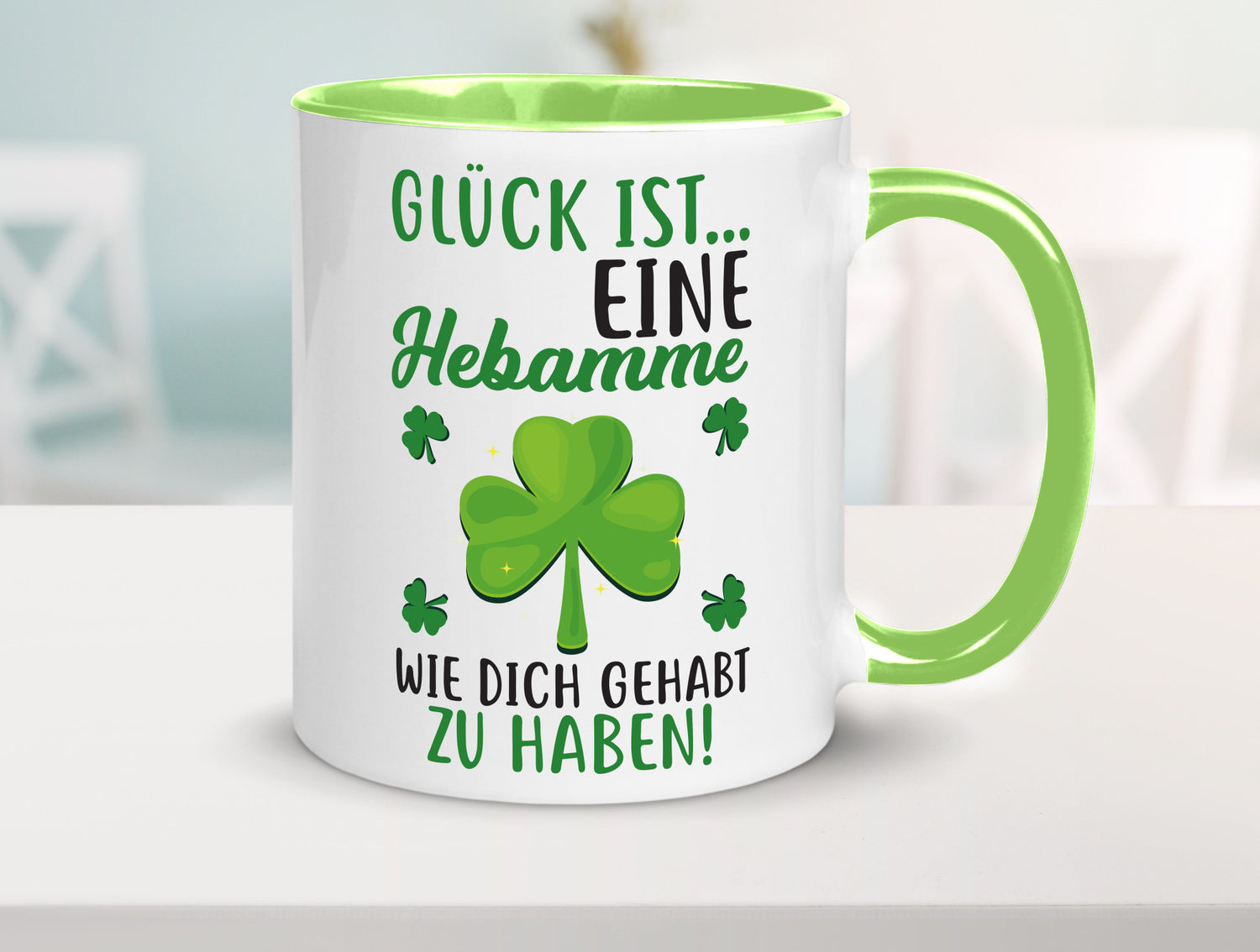 Hebamme Dankeschön | Dankes Tasse Kleeblätter Glück Humor Geschenkidee