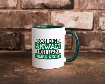 Ich bin Anwalt habe immer Recht | Jura Humor Geschenkidee Tasse