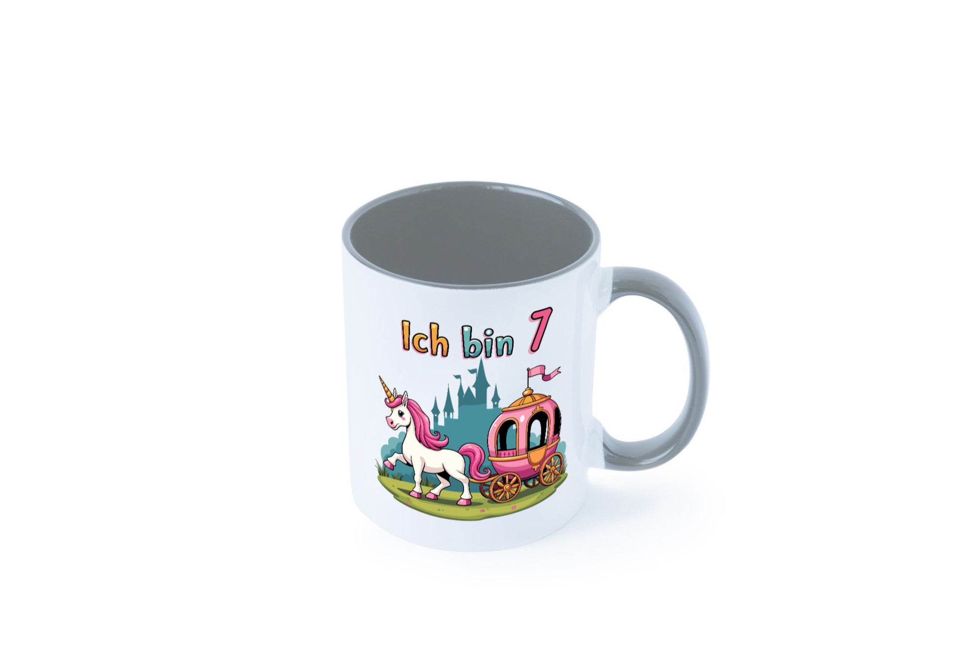 7. Geburtstag | Prinzessin in Kutsche Einhorn lustiger Spruch Geschenk