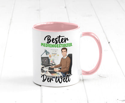 Bester Mediengestalter | Medien v2 Geschenk Humor Geschenkidee lustiger Spruch Tasse
