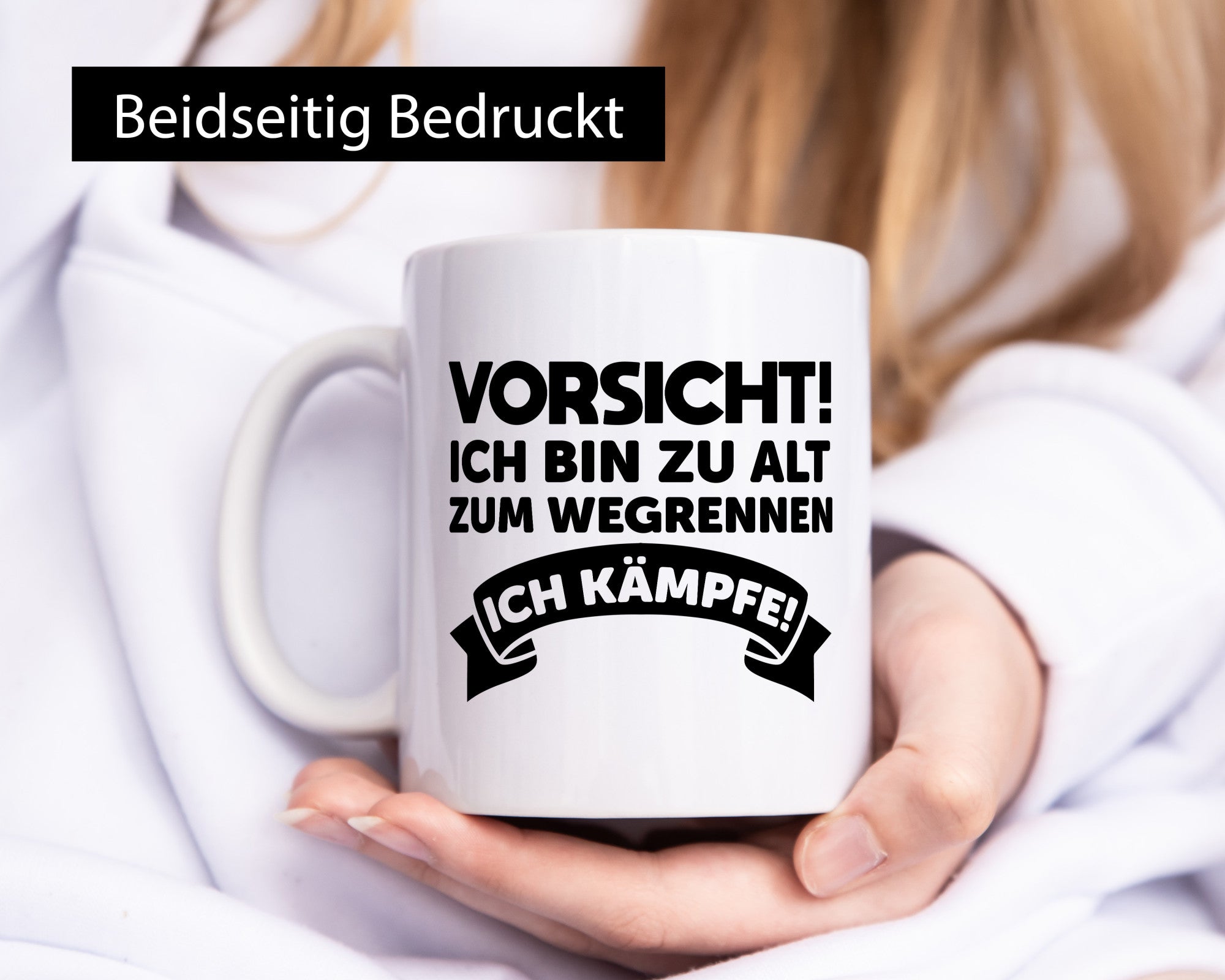 Vorsicht ich bin zu alt zum wegrennen | kämpfe Humor Geschenkidee Tasse