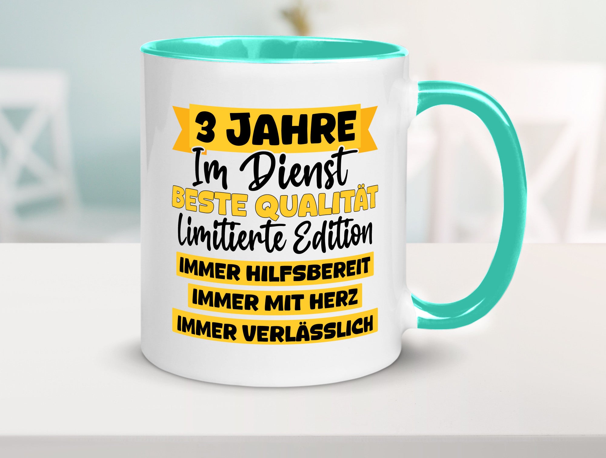 3 Jahre im Dienst | Jubiläum Arbeit v8 lustig Kollegen Büro Geschenk Tasse