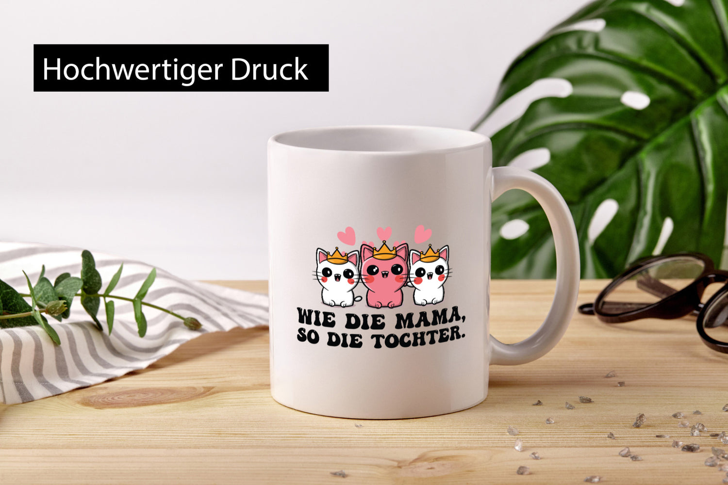 Wie die Mama, so Tochter | Katze Katzenbabies Geschenkidee Familie Humor Tasse