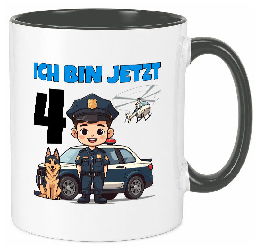 4. Geburtstag | 4 Jahre Polizei Kind Polizeiauto Humor Geschenkidee Tasse