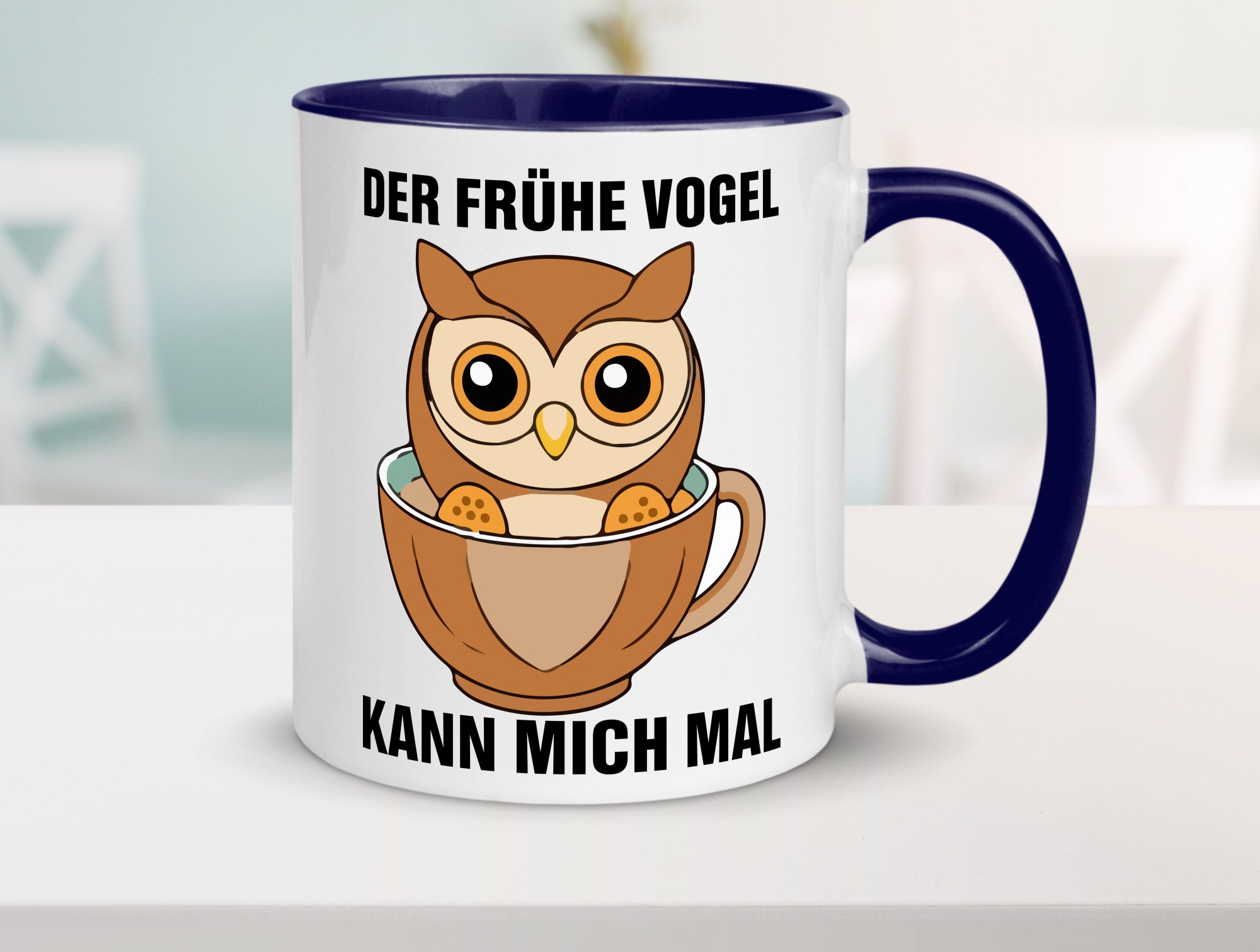 Der frühe Vogel kann mich mal | Eule Morgenmuffel v2 lustiger Spruch Geschenk