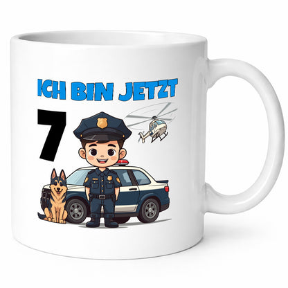 7. Geburtstag | 7 Jahre Polizei Kind Polizeiauto Humor Geschenkidee Tasse