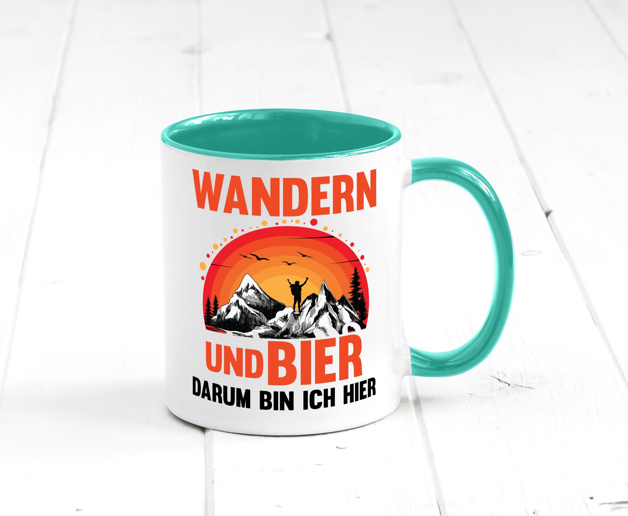 Wandern und Bier darum bin ich hier | lustiger Spruch Geschenk Humor