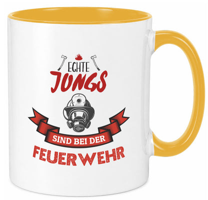 Echte Jungs sind bei der Feuerwehr | Feuerwehrmann lustiger Spruch Geschenk Tasse