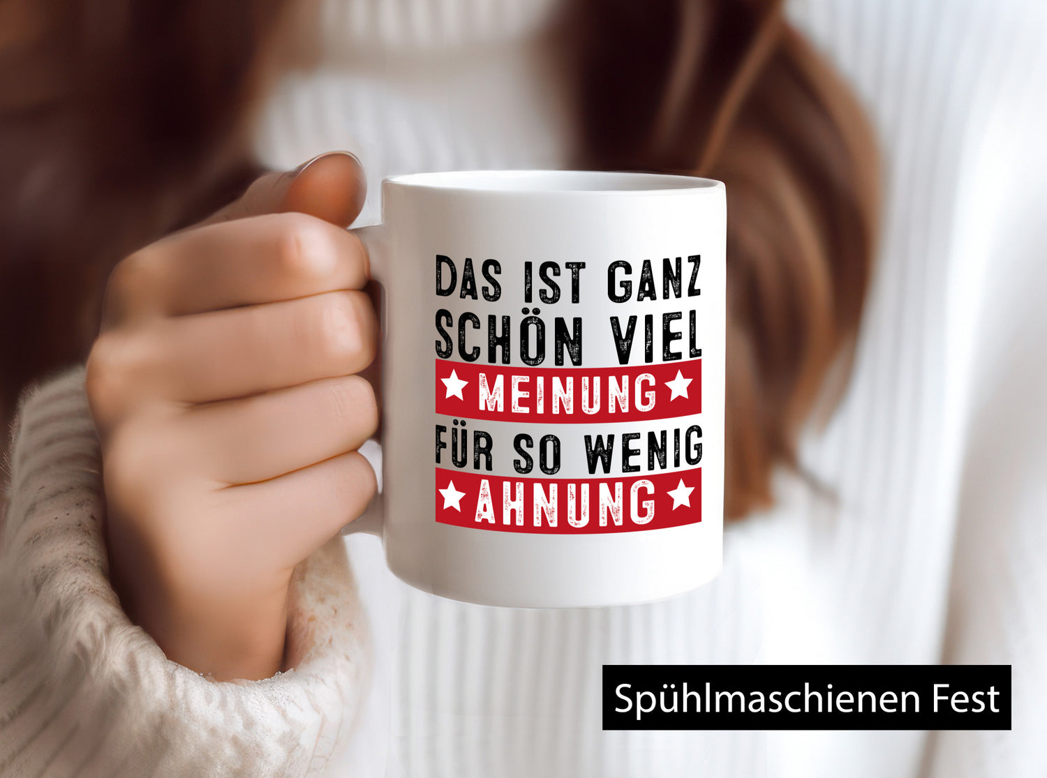 Viel Meinung Humor Geschenkidee Tasse