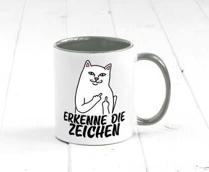 Erkenne die Zeichen | Katze Schatten Mittelfinger Geschenk Tierliebhaber Humor
