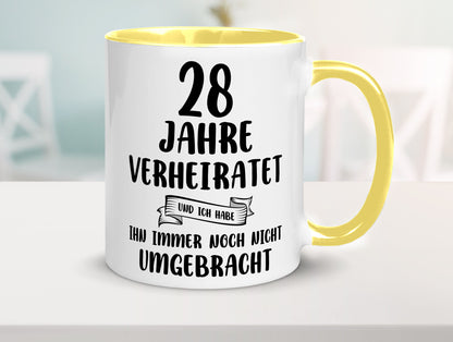 28 Jahre Verheiratet, immer noch am Leben! Geschenkidee Humor Tasse