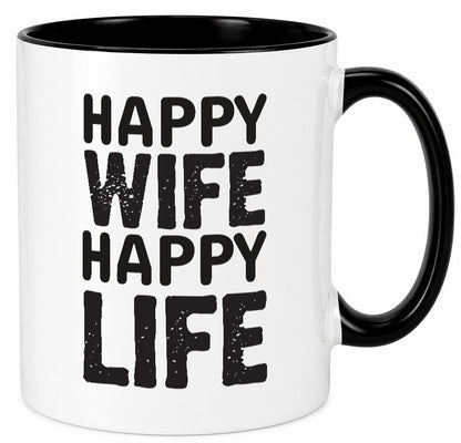Happy Wife | Ehemann Tasse Ehefrau Humor Statement Geschenkidee