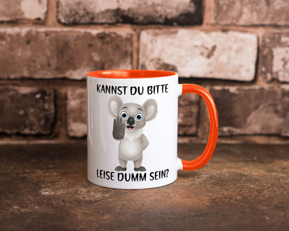 Bitte leise dumm sein | frecher Koala Flüstern Comic Humor Geschenkidee Tasse