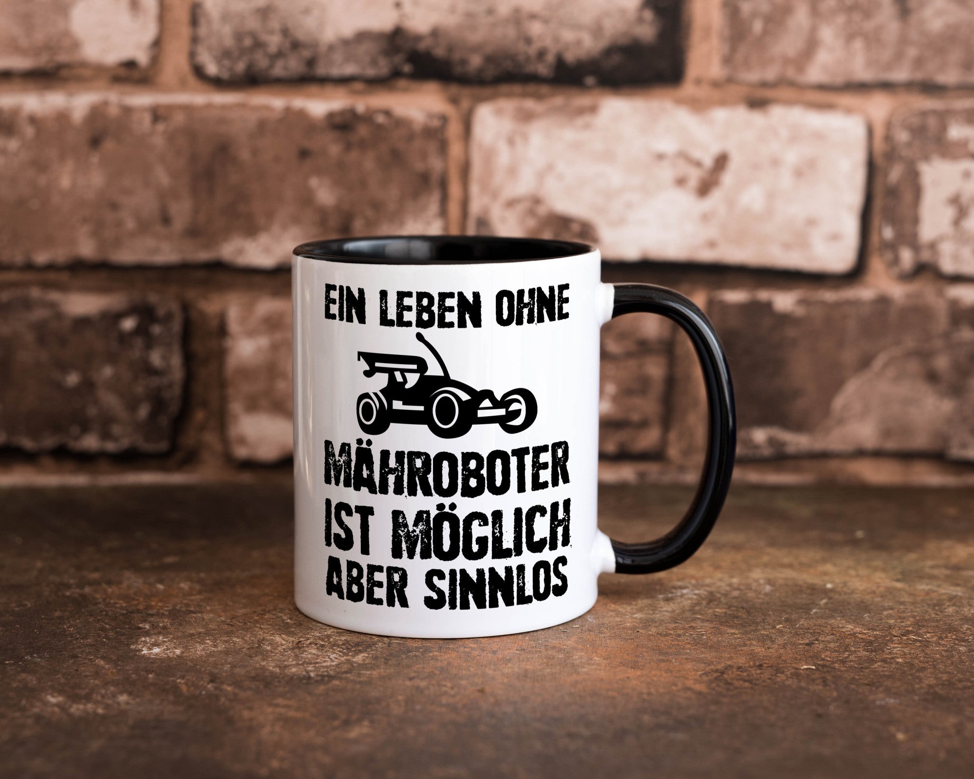 Leben oihne Mähroboter, möglich, aber sinnlos | Garten Geschenkidee Humor Tasse