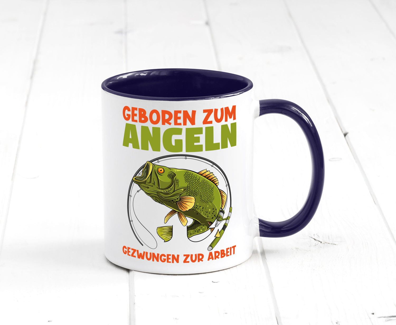 Geboren zum Angeln | Angler Tasse Fischer Spruch Humor Geschenkidee