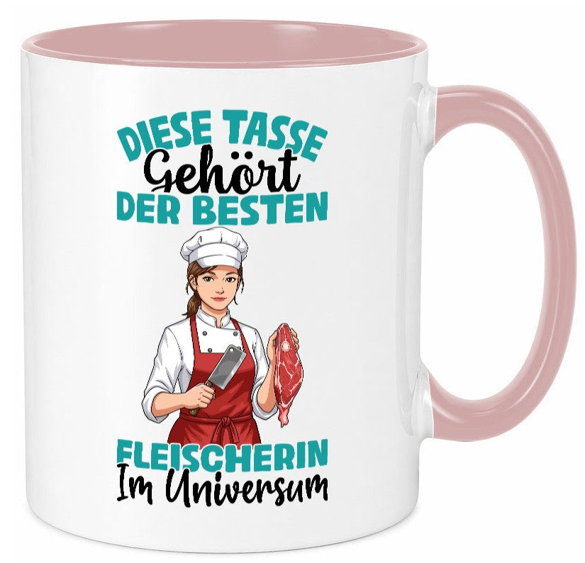 Im Universum: Fleischerin | Schlachterei lustiger Spruch Geschenk Humor Tasse