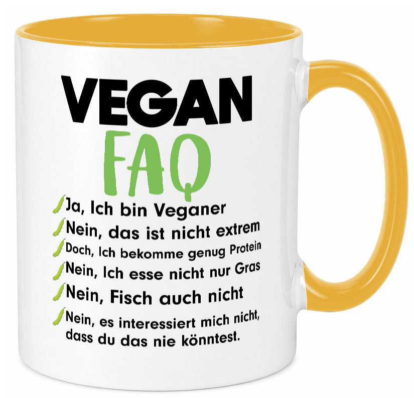 Vegan FAQ | Veganer Lifestyle Ich liebe Humor Geschenkidee Tasse