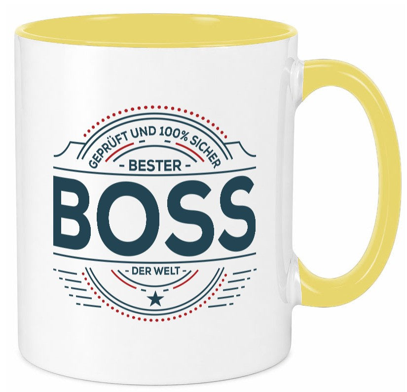 Geprüft und sicher: Boss | Führungskraft Vorgesetzter lustiger Spruch Geschenk Tasse