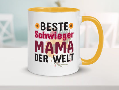 Beste Schwiegermama | Schwiegermutter Tasse Blumen Humor Familie Geschenkidee