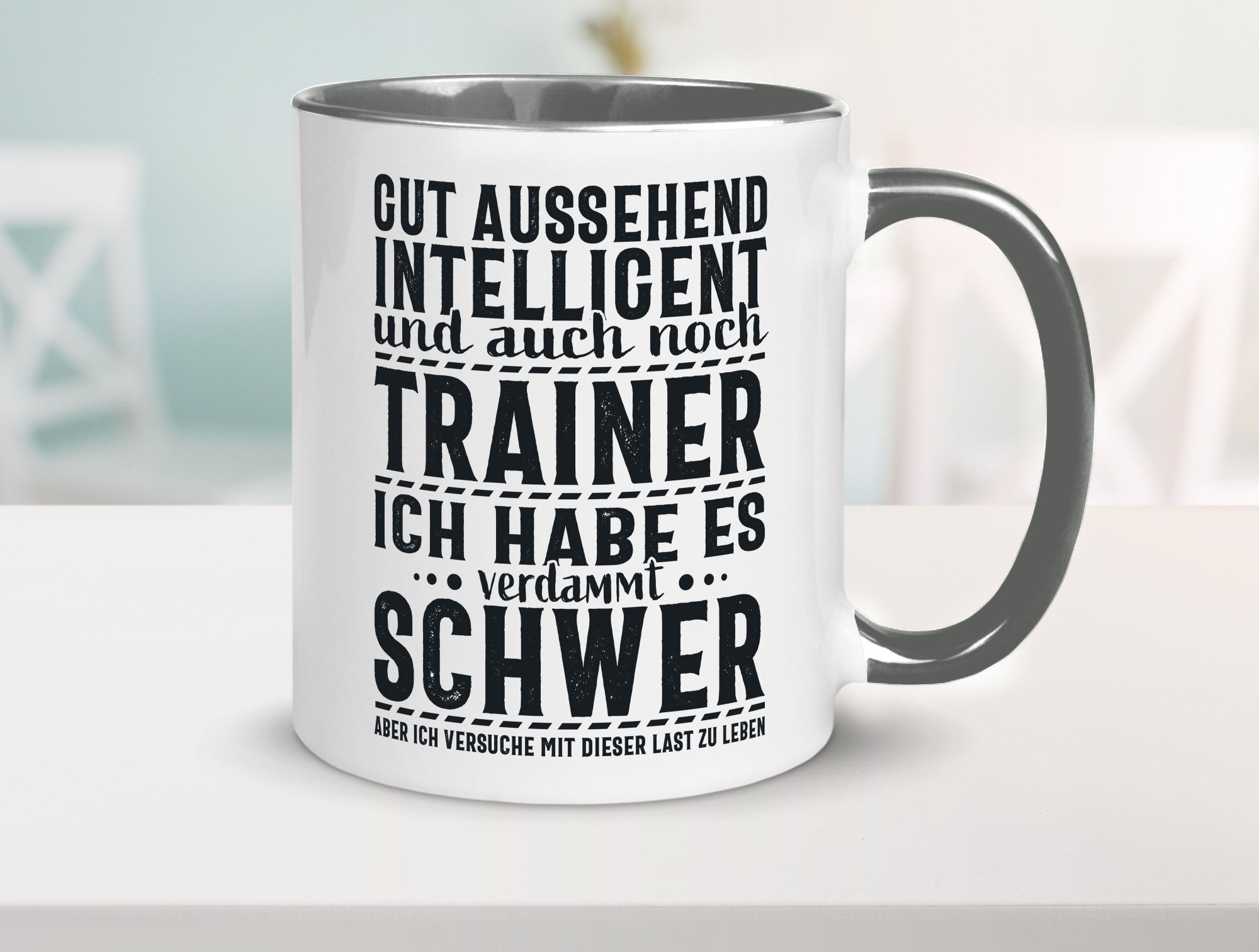 Gut aussehender Trainer |gestrichelte Linie | Punkte lustiger Spruch Geschenk