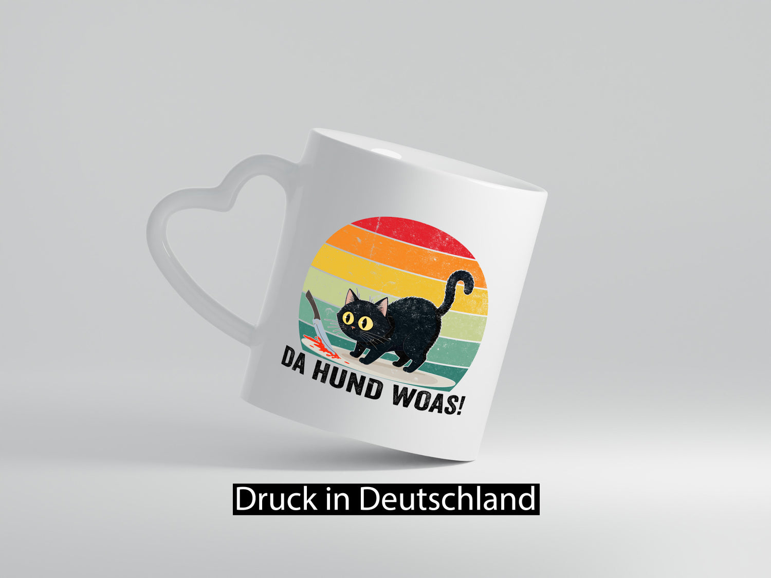Da Hund woas | Retro Böse Katze mit messer Humor Tierliebhaber Geschenkidee