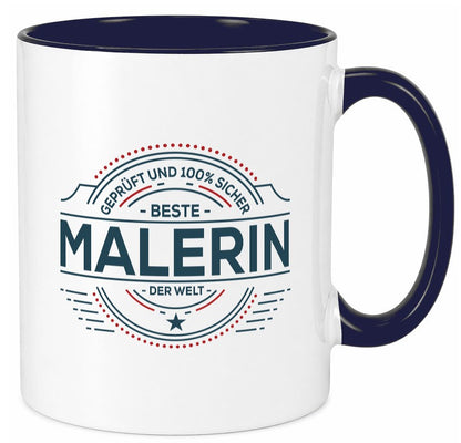 Geprüft und sicher: Malerin | Malerinnen lustiger Spruch Geschenk Humor Tasse