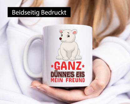 Ganz dünnes Eis | Spruch Tasse lustiger Eisbär Geschenk Humor Geschenkidee