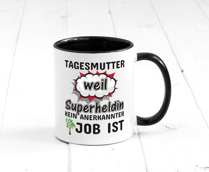 Tagesmutter Superheldin | Beruf Tasse Kinderzeichnung Geschenkidee Familie Humor