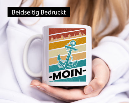 Moin | Kapitän Hafen Anker See Meer Segeln v2 Geschenk Humor Geschenkidee