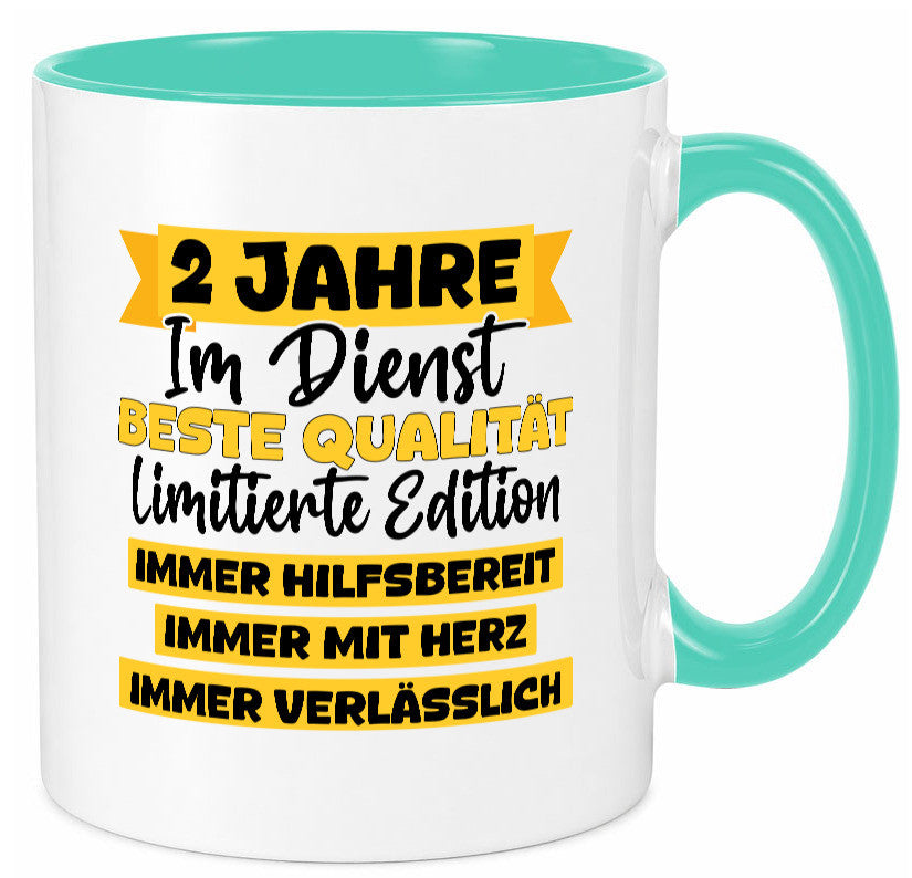 2 Jahre im Dienst | Jubiläum Arbeit v8 lustiger Spruch Geschenk Kollegen Büro