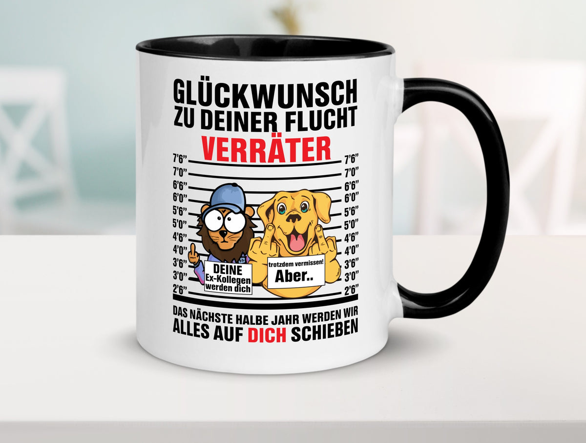 Glüchwunsch zur Flucht | Verräter Ex-Kollegen Humor Arbeit Kollegen Büro Tasse