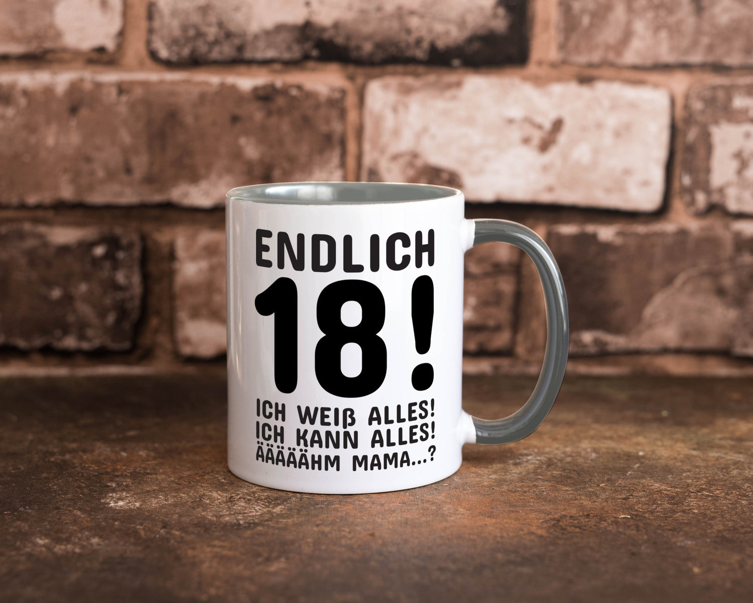 Endlich 18 | Geburtstag Tasse volljährig Erwachsen lustig Geschenkidee Geschenk