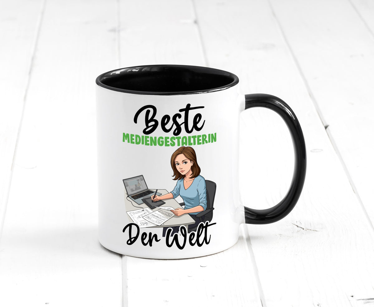 Beste Mediengestalterin | Medien v2 Geschenk Humor Geschenkidee lustiger Spruch Tasse