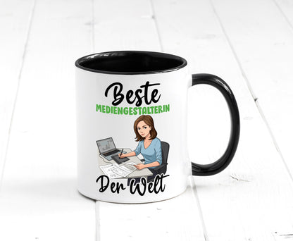 Beste Mediengestalterin | Medien v2 Geschenk Humor Geschenkidee lustiger Spruch Tasse
