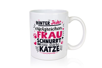 Erfolgreiche Frau schnurrrt eine Starke Katze | Katzendame Humor Tierliebhaber