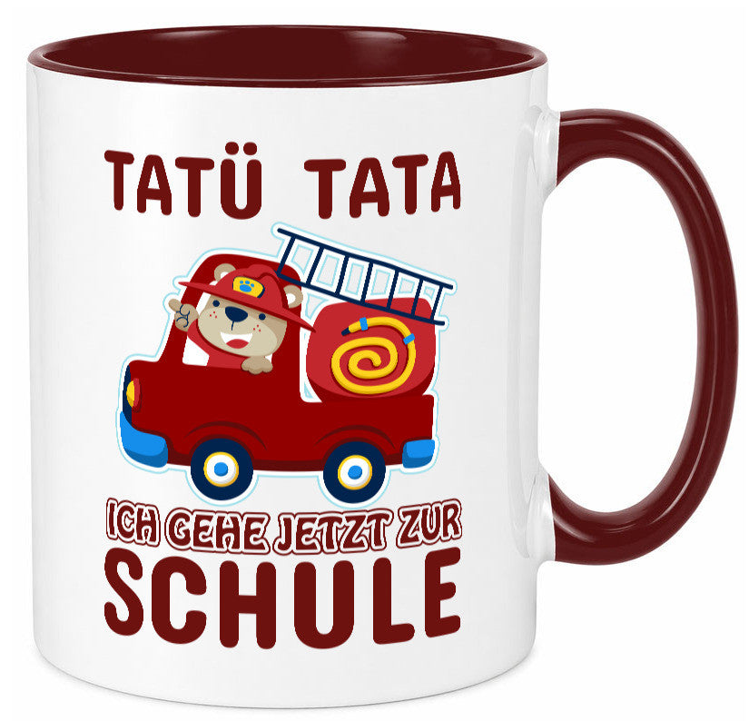 Bär in Feuerwehrauto | Tatü Tata Einschulung Tasse Humor Geschenkidee