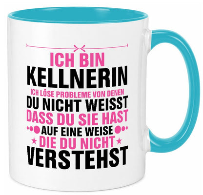 Löse Probleme: Kellnerin | Beruf kellnern Bedienung v2 Geschenk Arbeit Kollegen Tasse