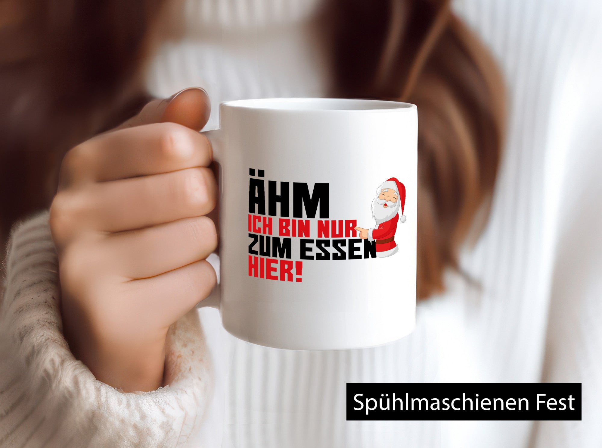 Bin nur zum Essen hier | Weihnachtsmann Heiligabend Geschenkidee Humor Tasse