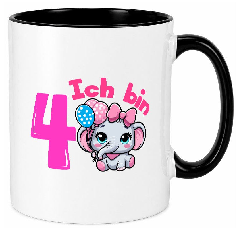 4. Geburtstag | 4 Jahre Elefant Mädchen lustiger Spruch Geschenk Geschenkidee Tasse