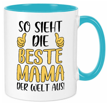 Beste Mama der Welt | Daumen hoch Geschenk Familie Geschenkidee lustiger Spruch Tasse