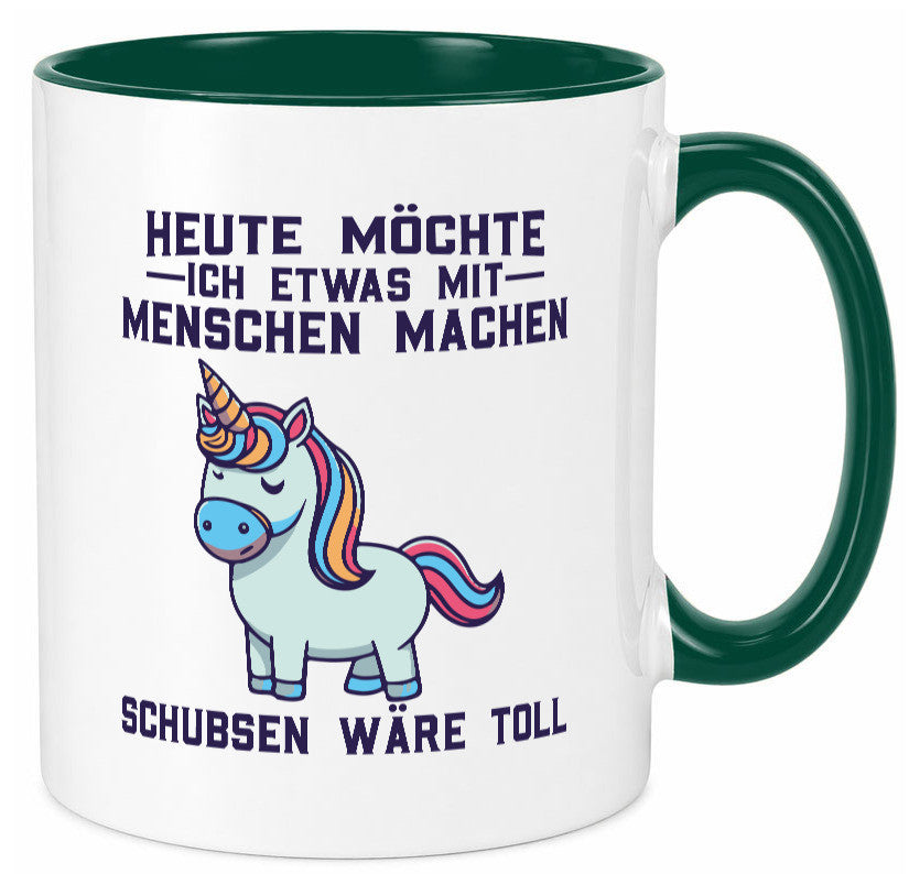 Heute möchte ich Menschen schubsen | Einhorn v2 Geschenk Humor Geschenkidee