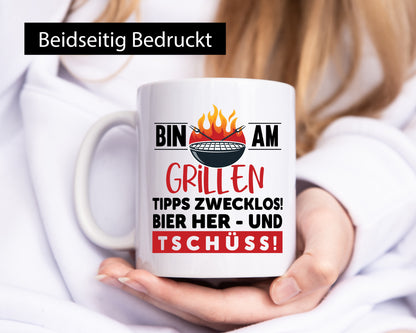 Bin am Grillen | Bier her und Tschüss Grillmeister lustiger Spruch Geschenk