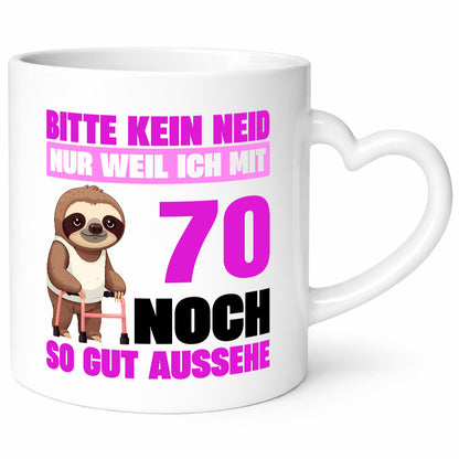 70. Geburtstag | Bitte kein neid Faultier 70 Jahre v2 Humor Geschenkidee Tasse